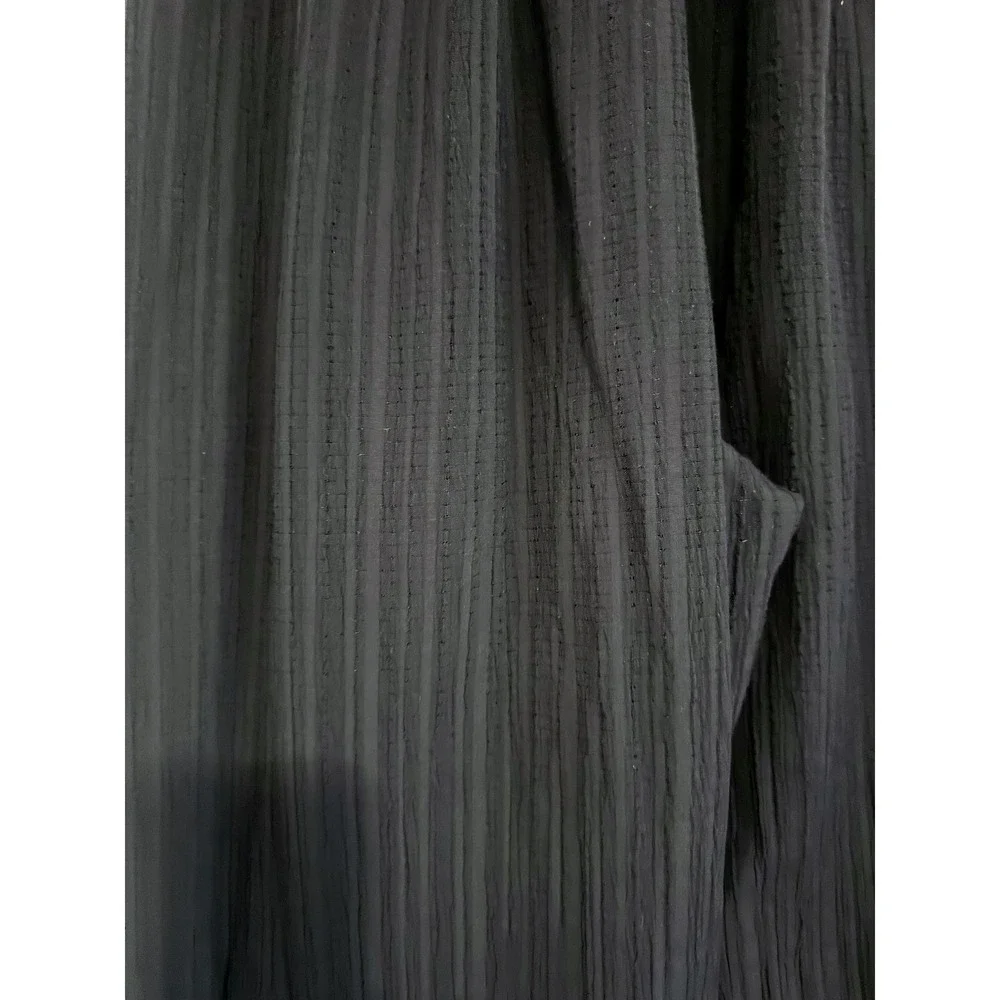 Vanessa Zani | Navy Plisse Pleated Wide-Leg Palazzo Flowy Elastic Waist Pants